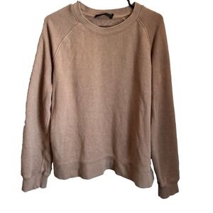 Jenni Kayne Women's Sz L Pullover Fleece Lined Crewneck Sweatshirt Brown Casual